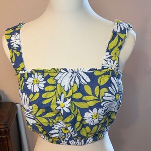 Aerie Blue and Green Floral Crop Top